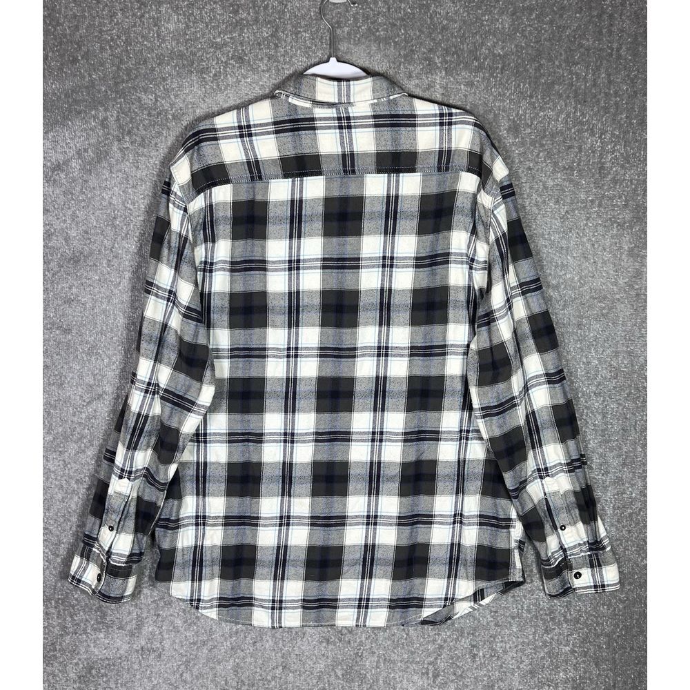 American Eagle AEO Flannel Shirt Mens Size XXL Prep Fit Blue Plaid Chest Pockets - Picture 2 of 6